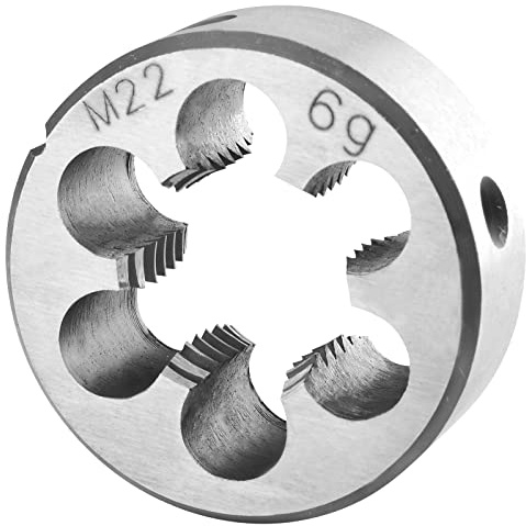 Burkit Metrisches M22 Gewindeschneideisen für Rechtshänder | M22 x 2,5 Rechtsgewinde-Schneideisen aus legiertem Werkzeugstahl, zum Schneiden oder Reparieren von Außengewinden.