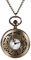 JewelryWe Taschenuhr Herren Retro Alice im Wunderland Skelett Kettenuhr mit Römischen Ziffern Vintage Analog Quarz Uhr Anhänger mit Halskette Kette für Damen Männer Bronze