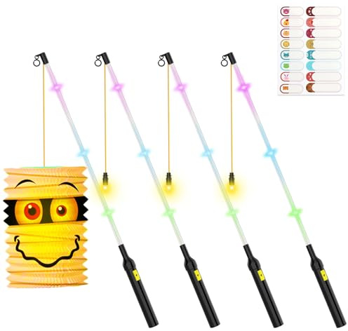 Heelay® 4er LED Laternenstab Elektrisch 50cm für St Martin, LED Laternenstab Electric 50cm Sankt Martin Laterne Kinder Elektrischer Stab für Laternenumzüge Kinder Martinsumzüge Kostümpartys