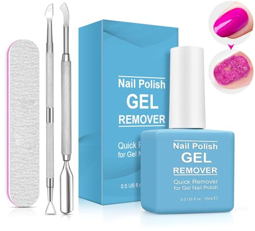 Nagellackentferner, Shellac Entferner, Gelnägel Entferner, Entfernt In 3-5 Minuten, Einfach Und Schnell Entfernt Gelpolitur Ohne Nägel zu Verletzen weh mit 2 Nagelhautschiebern & 1 Nagelpuffer