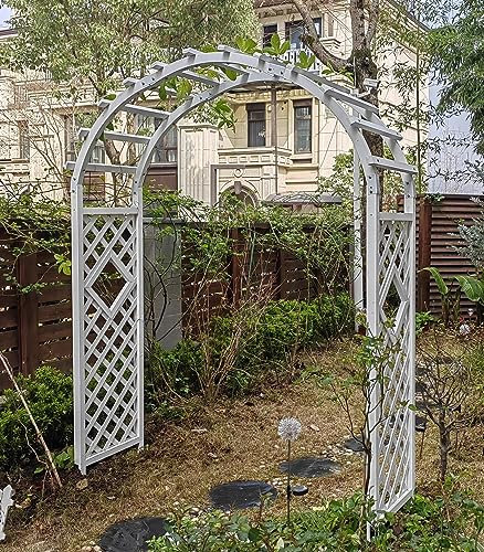 Rosenbogen Extra Lange Gartenpergola/Bogenweg, Holzbögengitter For Gartenterrasse Im Freien For Kürbisse/Gurken/Trauben/Glyzinien, Hoch 2,4 M/2,3 M/2,2 M ( Color : White , Size : 1.2x0.5x2.2m (4x1.6x7