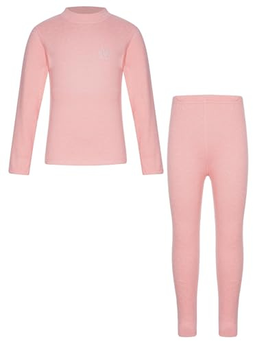 YEAHDOR Hiver Ensemble sous Vêtement Thermique Enfant Fille Garçon Unisexe T-Shirt Thermique Haut De Pyjama sous-Pull Hiver Pantalon Collant Elastique Rose 5-6 Ans