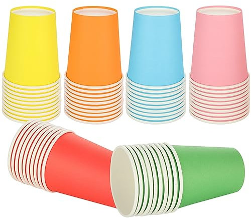 VIDETOL 120 Stück Pappbecher, 250 ml Papierbecher, Recycelbare Partybecher, Becher Pappe, Mehrfarbig Trinkbecher für Party, Geburtstag, Hochzeit, Halloween, Weihnachte