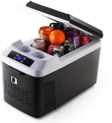 JXUFGYES RéFrigéRateur Voiture, CongéLateur Portable de 15 L (-25 ℃至20 ℃) Refroidisseur éLectrique avec 12/24 V DC Et 220 V AC pour Voiture, Camping-Car, Camion, Camionnette