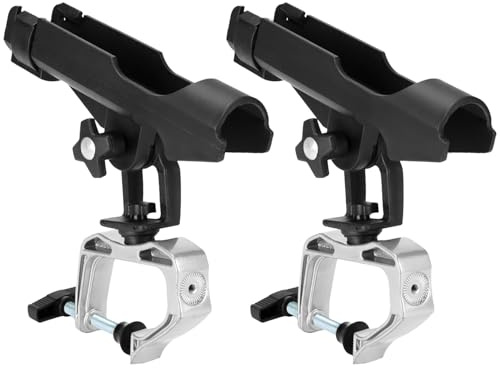 QWORK® 2 Stück Angelrutenhalter für Boote, Fischerboot, Kajak - 360 Grad Einstellbare Rutenhalter - Einfache Montage, Stabil und Vielseitig