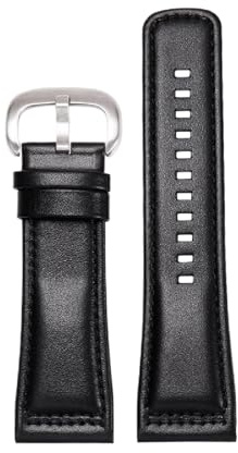 Äkta läder nylon klockarmband med nålspänne klocka tillbehör klocka kedja 28 mm, 28mm, Läder