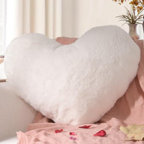 Yhoelata Cojin Corazon, Blanco Cojines Peluche Corazon, Pequeño Almohada en Forma de Corazón Cojín Sofa Personalizado, Cojines Cama Decorativos Aesthetic, Regalo 25x35cm