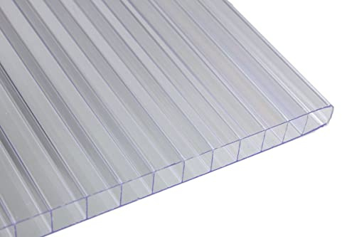 Falken Design Multiwall Polycarbonate Sheet, Greenhouse Cover Sheet, Clear, 12 x 24 x 6mm