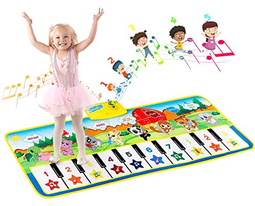 EXTSUD Klaviermatte,Musikmatte Kinder Geschenk für Jungen Mädchen Kleinkinder,Baby Spielzeug ab 1 Jahr Kindergeburtstag Geschenk,Klaviertastatur,Keyboard Tanzmatten,Kinderspielzeug ab 1 2 3 Jahre