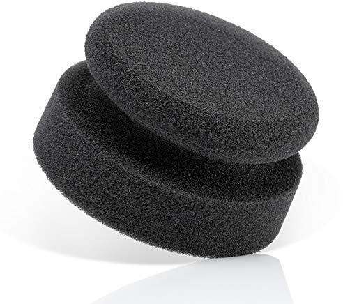 detailmate Car Care – Made in Germany – Hand Polishing Sponge Soft, Black (Fine Cell), Diameter 90/50 mm Premium Foam for Wax Applicator for Care Products on Plastic, Tyres