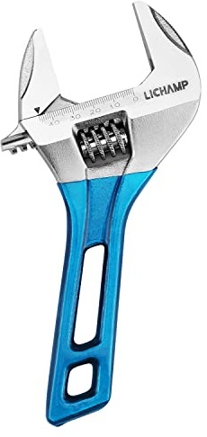 Lichamp 8-Inch Stubby Adjustable Wrench with 44 mm Wide Jaw Opening for Plumbing Automotive and Industry Tight Spaces Work