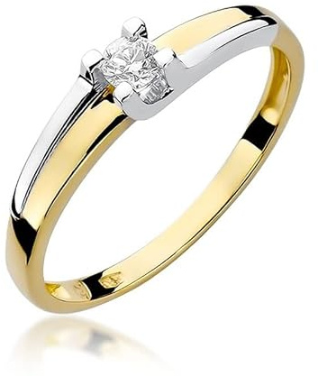 Damen Solitär Versprechen Ring Verlobungsring Antragsring 585 14k Gold Gelbgold natürlicher echt Diamant Brillanten