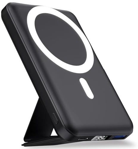 YAGOPAL Magsafe Power Bank 10000mAh Magnetic Wireless Power Bank with Foldable Stand and LED Display Portable Charger 22.5W PD Fast Charging Battery Pack For iPhone 17/16 /15/14/13/12 Mini Pro/Pro Max