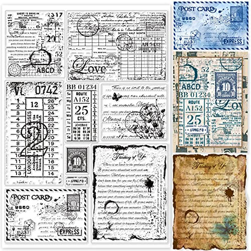 GLOBLELAND Sello de silicona transparente con fondo de etiqueta vintage, sellos de postal, sellos transparentes para hacer tarjetas, álbumes de recortes, decoración de álbumes de fotos,