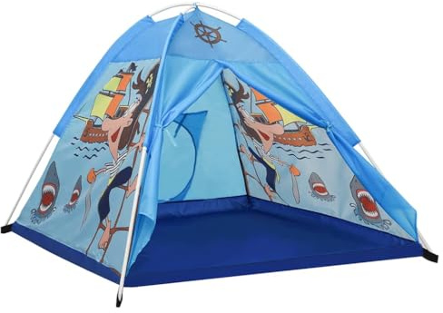 vidaXL Spielzelt für Kinder Bällebad Kinderzelt Babyzelt Spielhaus Zelt mit Tragetasche Piraten-Motiv für Indoor Outdoor Blau 120x120x90cm