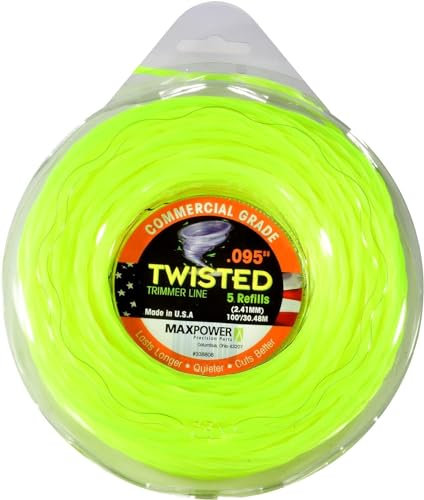 MAXPOWER 338808 Filo decespugliatore in copolimero 2.4mm 30 Metri Quadrato Ritorto, Giallo Neon