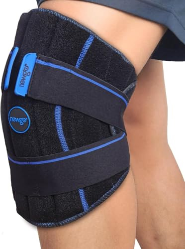 NEWGO Kühlmanschette Knie Eisbeutel nach einer Kniegelenkersatz-Operation, lang anhaltende Kälte-Knie-Eisbeutel-Wickel mit Eiswürfeln für Schwellungen, Schmerzen, Arthritis & Sportverletzungen Schwarz