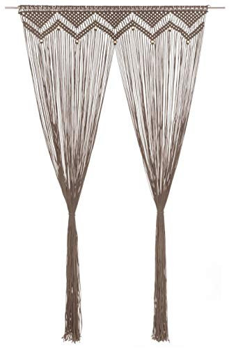 Rantry Makramee-Vorhang, Taupe, 140 x 240 cm aus Baumwolle, Verdunkelungsrollo, Innenrollo, Vorhang für Tageslicht, Verdunkelungsvorhänge, Verdunkelungsvorhänge für den Innenbereich, Schlafzimmer