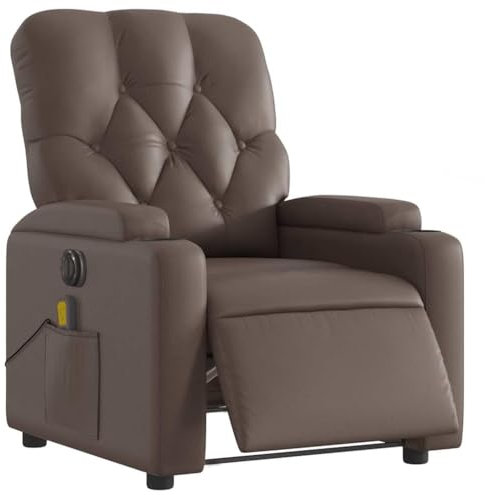 vidaXL Massagesessel Elektrisch Braun Kunstleder