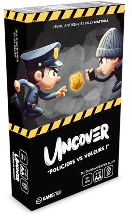 GAMESTUD - Uncover: Poliser mot tjuvar! Brädspel - Humör, Bluff och förfrågan - hemliga roller - 4 till 10 spelare - Perfekt för familj och vänner - från 10 år