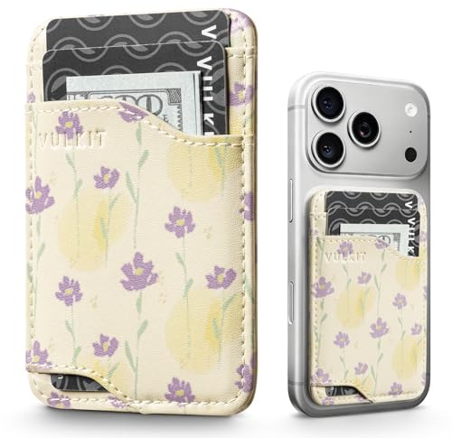 VULKIT Card Holder for Phone Stick on Leather Adhesive Lavender Sprig on Buttercream Design Phone Wallet RFID Blocking Sticky Credit Card Holder Back of Smartphones