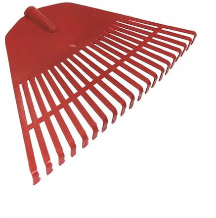 Testa rastrello da giardino, larghezza 46 cm, 20 denti, in plastica rossa, attacco standard con manico da 28 mm