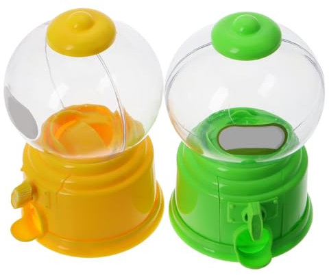 YARNOW Mini Candy Dispenser Machine Portable Plastic Sweet Gumball Vending Toy for Kids Classroom Desk Storage Yellow and Green