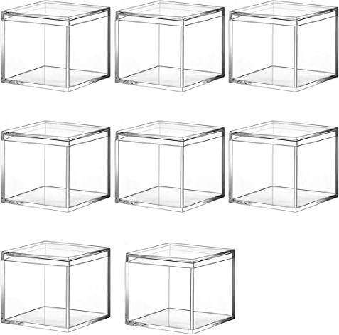 AWAOVV 8 cajas de almacenaje cuadradas de plástico acrílico transparente con tapa, 120 ml