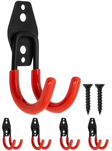 Fuxxer® Massive Eisen-Haken, Wand-Haken, Fahrrad, Werkstatt, 115 x 70 mm, 4er Set, gummiert, schwarz orange
