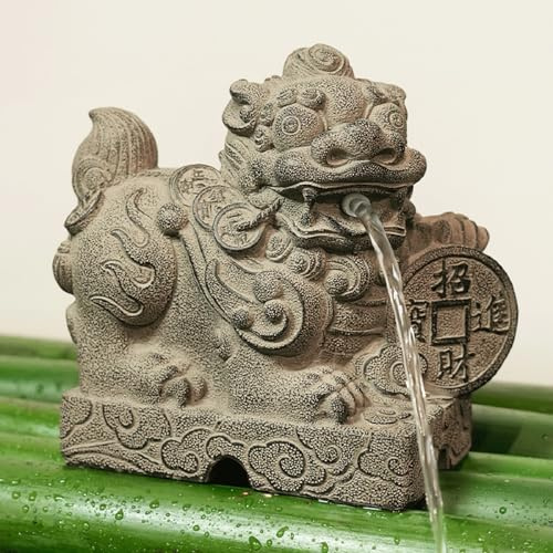 Cracheurs d'étang, Ornements de Fontaine d'eau en résine Naturelle, Gargouille avec pompe, Jeu d'eau pour fontaines décoratives, bassins/Décoration de jardin(18.2*10.5*18.5cm/7.1*4.1*7.3in)
