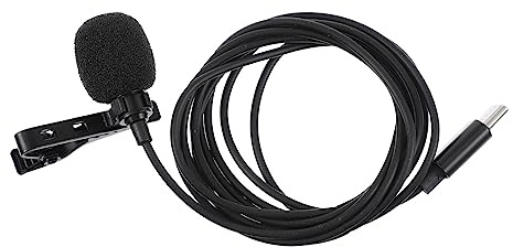 FRCOLOR Micrófono de Solapa Lavalier Conector Type-c para Teléfono, Reducción de Ruido, Diseño Clip Portátil y Material TPE para Conferencias y Entrevistas