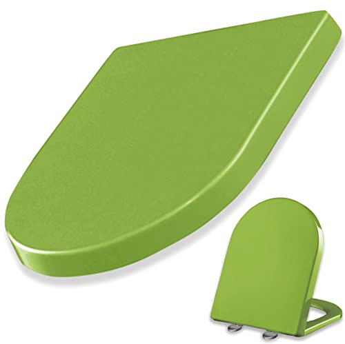 Sedile WC a forma di D con chiusura ammortizzata, a sgancio rapido, con 360 cerniere regolabili, facile da pulire, in plastica, materiale polipropilene, essenziale per il bagno (colore blu, taglia