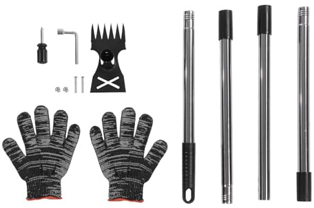 Fockety Unkrautstecher, tragbarer 2-in-1-Handharke mit verstellbarem Stiel, 40–152 cm, Edelstahl, manuelles Unkrautstecher-Gartenhacke für Garten, Rasen, Garten, Bepflanzung