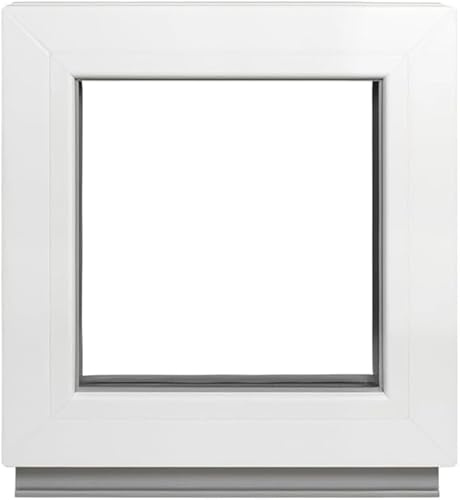 Framex Källarfönster 30 x 30 cm, fast fönster insida/utsida vit, dubbelglas 32 mm, PVC för källare, garage, verkstad och trädgårdshus