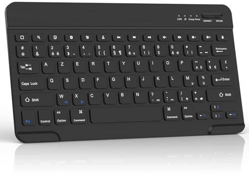 AMZBOSS Clavier sans Fil,Clavier Bluetooth,Clavier iPad Portable,Compatible iOS, Android, Windows, pour iPhone, iPad, Samsung, Lenovo, Huawei et Autres, pour Bureau et étude(Standard - Noir)