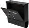 Wiltec Briefkasten schwarz 300 x 85 x 330 mm, Wandbriefkasten mit Zeitungsfach, Schloss, Sichtfenstern und Namensschild, Postkasten aus Stahl galvanisiert