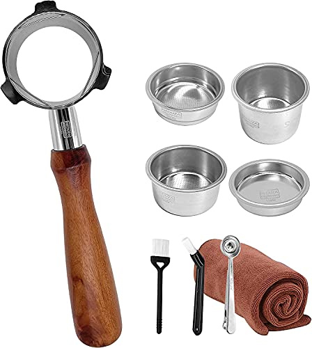 NEOUZA 51mm Espresso Bottomless Portafilter Compatible for Delonghi La Specialista EC9335M EC9155M EC9355M EC9665M 304 Food Stainless Steel with Non-Pressurized Filter Basket (Combo Set)