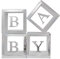 Scatole di decorazione per doccia per bambini e ragazze, 4 pezzi argento trasparente palloncini scatole per bambini lettere decorative