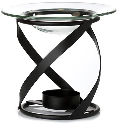 EliteKoopers 1Pcs Simple Metal Spiral Design Oil and Wax Burner with Glass Dish For Home Decoration Item