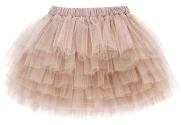 Camilife Niñas Pequeñas Niñas Falda Tutú Falda con Vuelo Falda Princesa Falda Corta Minifalda Tutú de Ballet con Cintura Elástica Accesorio Básico para Disfraces - Caqui-Rosa Talla de Fabricación 130