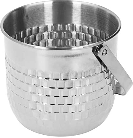 Doppelwandiger Eiskübel aus Edelstahl, Eiskübel für Wein- und Champagnerflaschen, EIS- oder Weinkübel für Haushalte, Bars und Restaurants, Hammerschlageffekt (Silber)