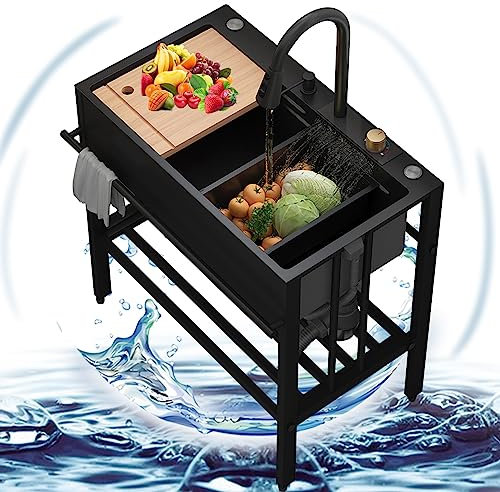Lavello da Cucina 1 vasca in Acciaio Inox Raindance,Lavabo di Utilità,Lavatoio Interni Esterni Autoportante,Lavandino Multifunzione con Rubinetto Estraibile,Lavatoio da Giardino Campeggio ( Color : Bl