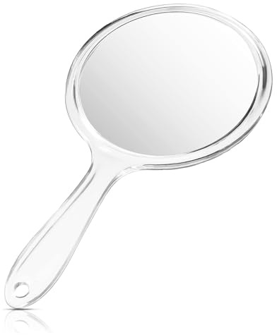 gvivej Handspiegel mit Griff, 27 cm, 1X/3X Vergrößerung, für das tägliche Make-up für Damen (Transparent)