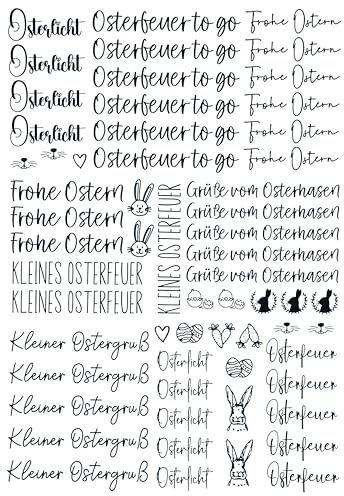 Fräulein Lotti | Wasserschiebefolie fuer Kerzen - Thema: Ostern | Tattoofolie | schwarz DIN A4