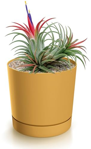 magubo Blumentopf mit Untersetzer, Übertöpfe für Zimmerpflanzen, Pflanzkübel, Übertopf Groß, 40 cm Durchmesser, Elegantes Design für Innen- und Außenbereich (Gelb, 400)