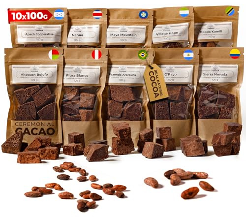 TERRAGEM Zeremonieller Kakao – 100% Kakaomasse (10×100 g) – ohne Zuckerzusatz, vegan – für Trinkkakao & Heiße Schokolade