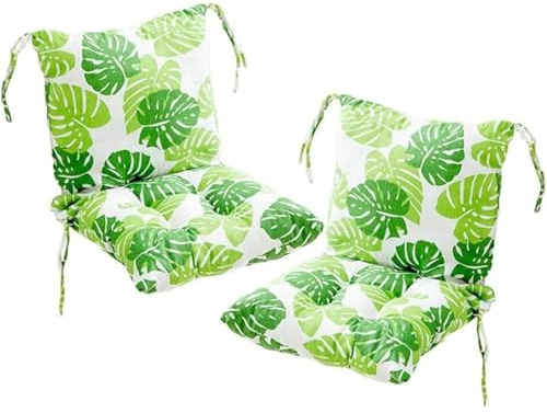 AHSBND 2er Pack Stuhlkissen Mit Rückenlehne Sitzkissen Rückenpolster Mit Gurtband Niedriglehnenkissen Gartenstuhlkissen 40x80cm Abnehmbares Rückenpolster(A-Style)