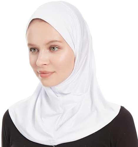 Hijab huvudduk dam muslimsk – omedelbar huvudduk – Ready To Wear halsduk – one piece Amira hijab halsduk – huvuddukar för kvinnor, Vit, one size