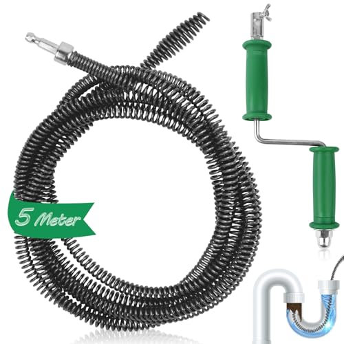 Nuyoah Spirale de nettoyage de canalisations - 5 m × 10 mm - Spirale de nettoyage de tuyaux - Outil de nettoyage de tuyaux pour tuyaux bouchés (5 m)
