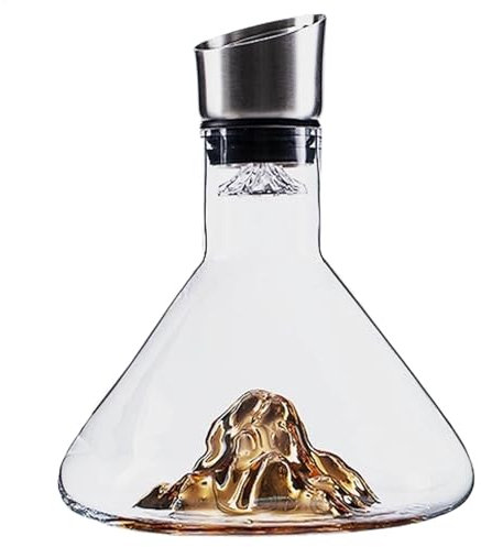 Weindekanter – Kristall-Weindekanter | Weinspender | Weinbelüfter | 1500 ml Kristallglas Weinkaraffe Flasche mit integriertem Spender | Wein-Handbelüfter für Weiß- und Rotwein